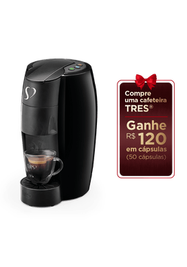 Cafeteira Espresso LOV Preta Automatica Logo Cromado - TRES 3 Coracoes